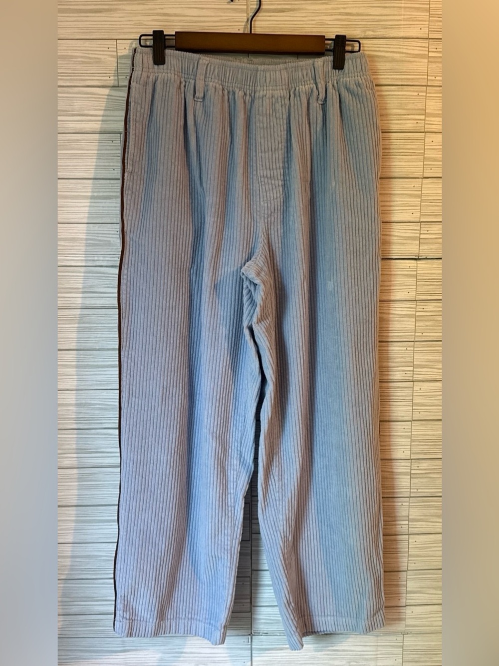 Urban Outfitters Light Blue Corduroy Pants with Brown Side Trim
